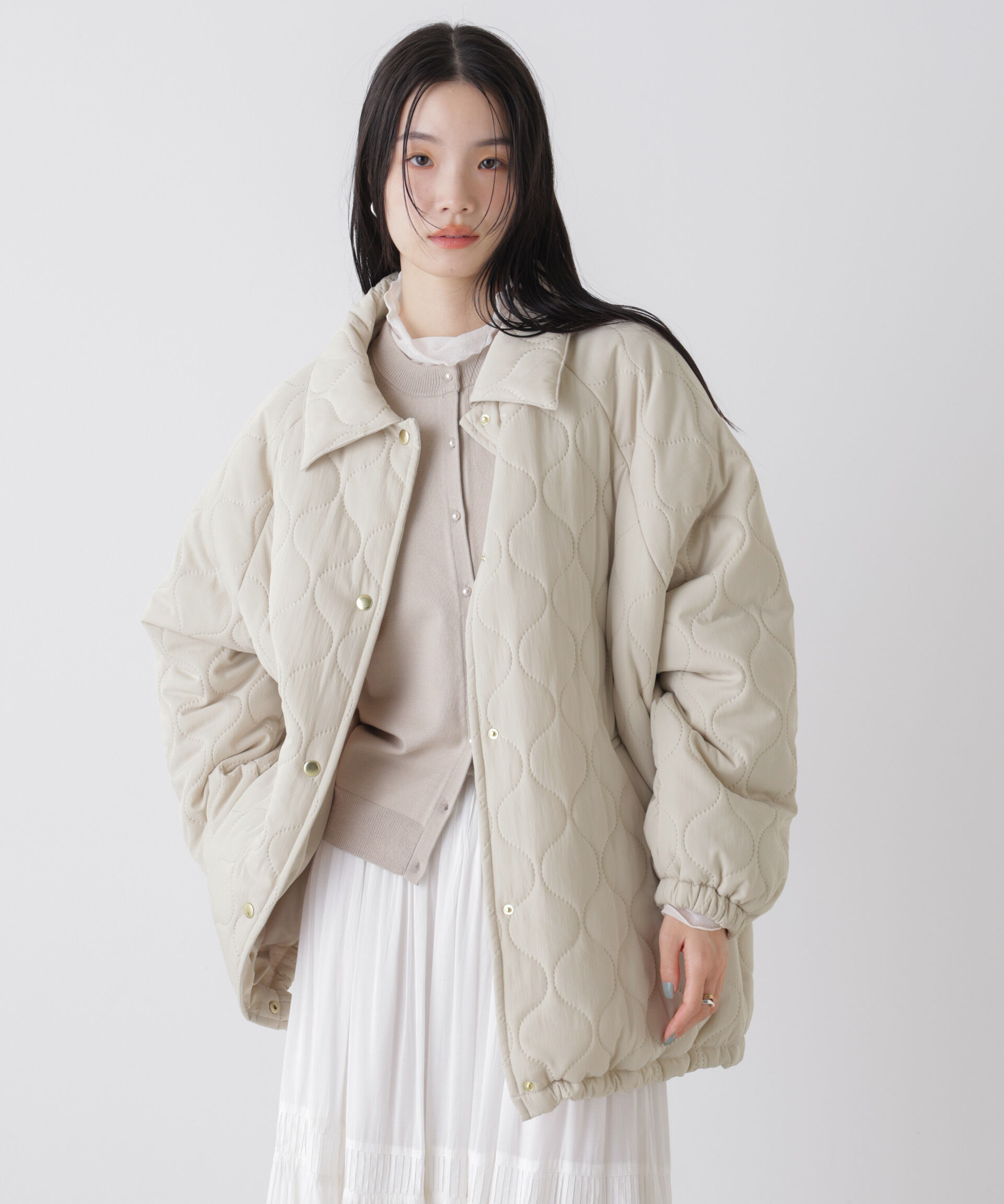 nano･universe「ひょうたんキルトラグランミドルコート」|その他|ライトベージ 1