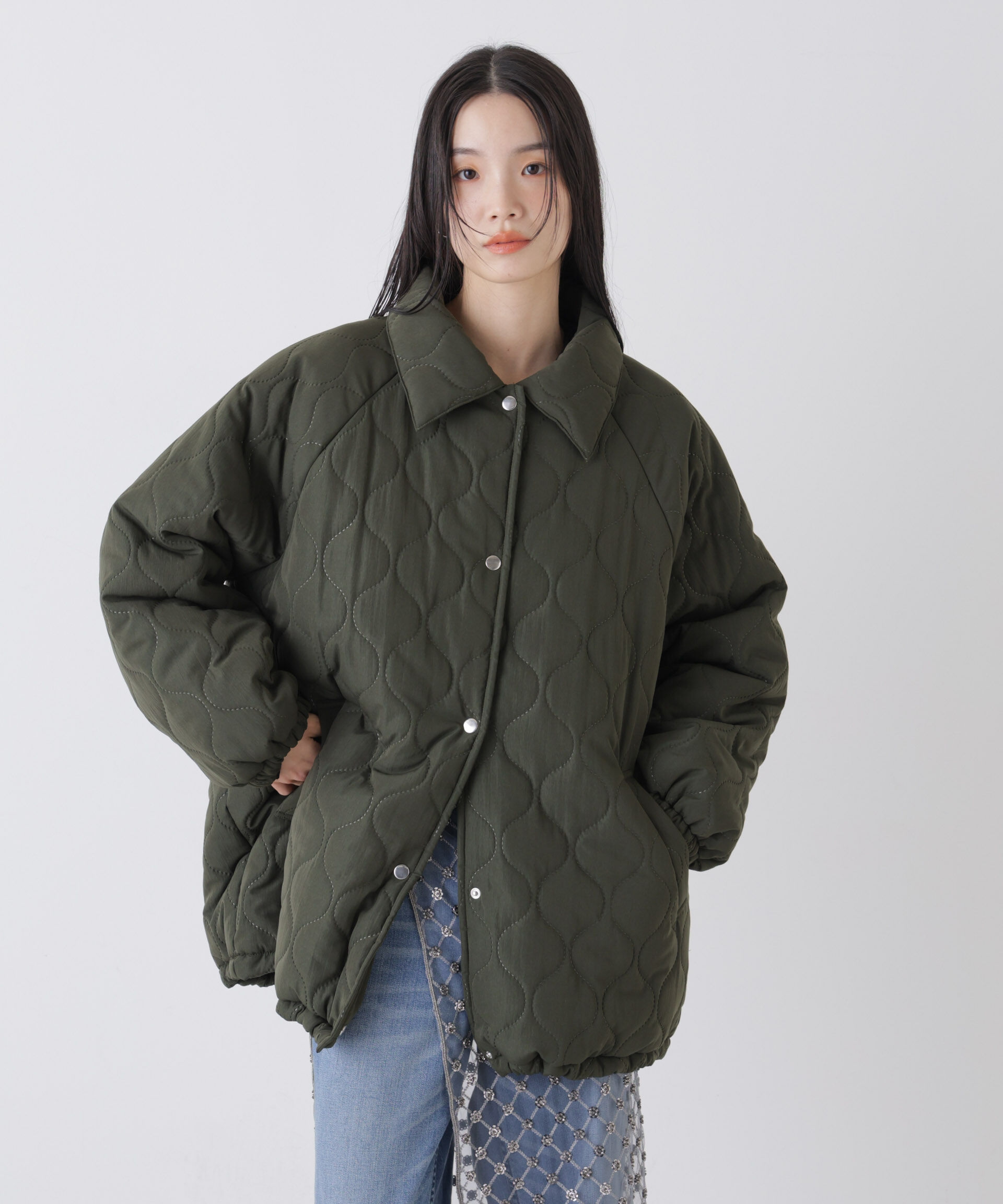 nano･universe「ひょうたんキルトラグランミドルコート」|その他|カーキ