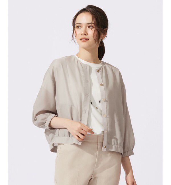 自由区「【カタログ掲載・接触冷感・洗える】ブライトシアーノーカラー ブルゾン」|ブルゾン・スタジャン|サンド