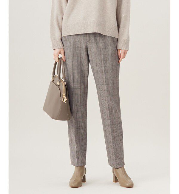 自由区「【撥水加工・洗える】TRギャバ裏起毛チェック柄テーパード パンツ」|その他|ﾌﾞﾗｳﾝﾁ