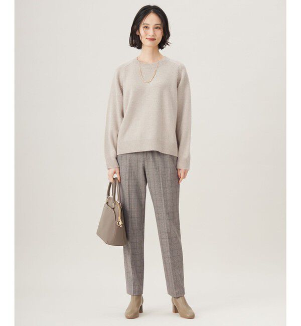 自由区「【撥水加工・洗える】TRギャバ裏起毛チェック柄テーパード パンツ」|その他|