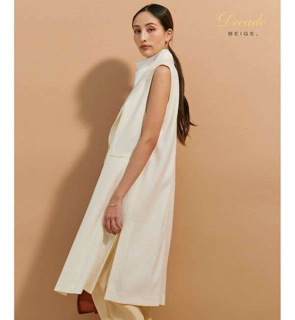 BEIGE,「CAROLE / ロングテーラードジレ」|ベスト・ジレ|Ecru