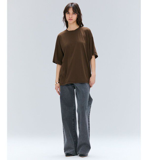 BEIGE,「【BEIGE,ecru/WEB限定・洗える】FINE DRY TOUCH / ねじりデザインコットンオーバーサイズTシャツ」|Tシャツ・カットソー|