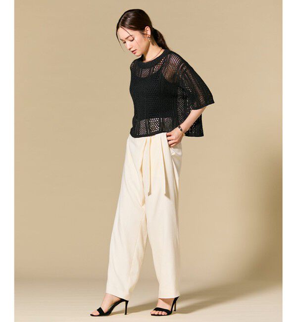 BEIGE,「CAROLE / リネンライクラップワイドパンツ」|その他|