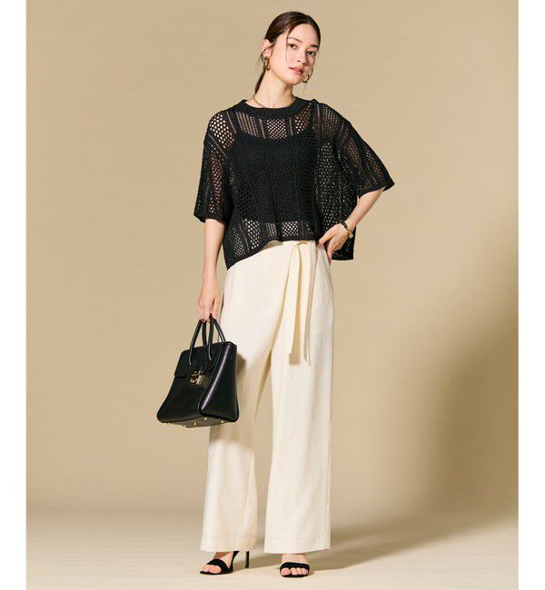 BEIGE,「CAROLE / リネンライクラップワイドパンツ」|その他|