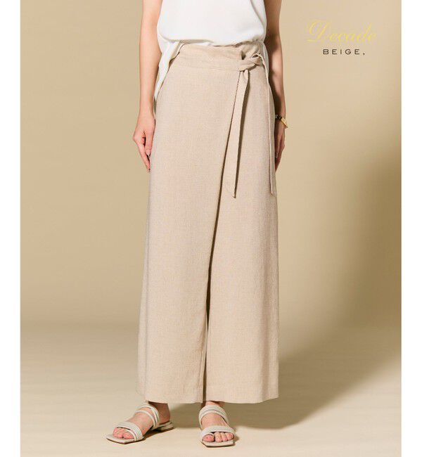 BEIGE,「CAROLE / リネンライクラップワイドパンツ」|その他|Sand
