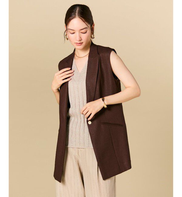 BEIGE,「CAROLE / リネンライクノースリーブジレジャケット」|ベスト・ジレ|