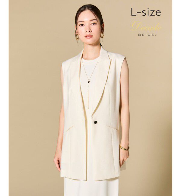 BEIGE,「CAROLE / リネンライク ノースリーブジレジャケット」|ベスト・ジレ|Ecru