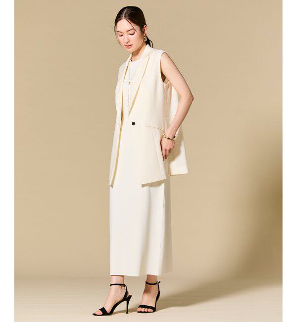 BEIGE,「CAROLE / リネンライク ノースリーブジレジャケット」|ベスト・ジレ|