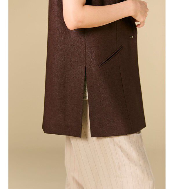 BEIGE,「CAROLE / リネンライク ノースリーブジレジャケット」|ベスト・ジレ|