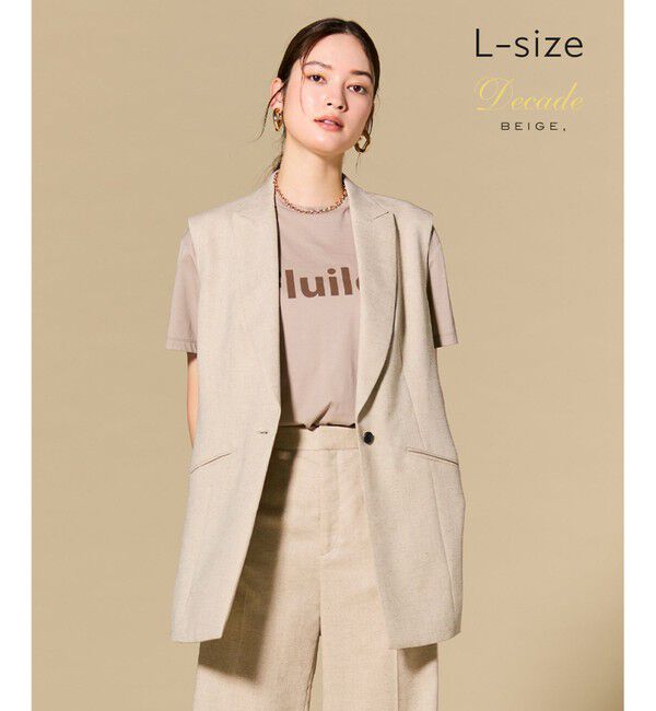 BEIGE,「CAROLE / リネンライク ノースリーブジレジャケット」|ベスト・ジレ|Sand