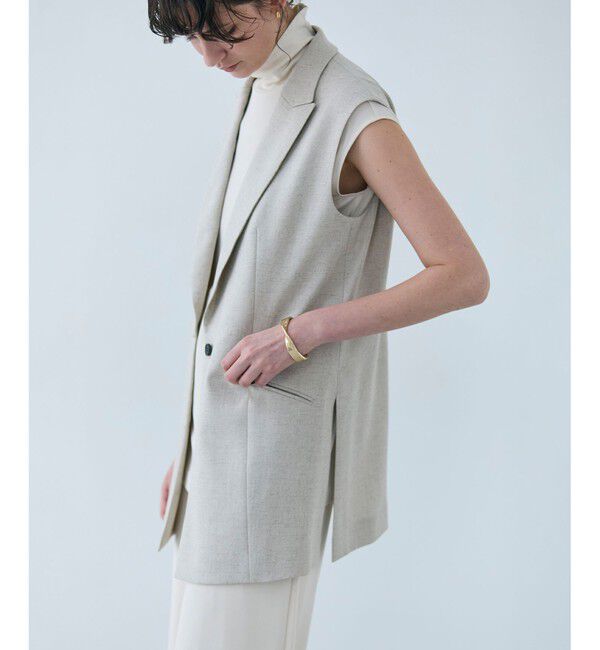BEIGE,「CAROLE / リネンライク ノースリーブジレジャケット」|ベスト・ジレ|