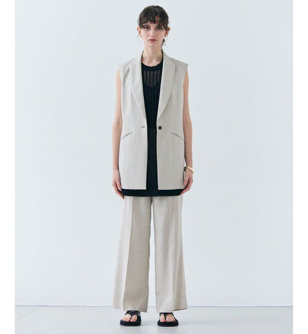 BEIGE,「CAROLE / リネンライク ノースリーブジレジャケット」|ベスト・ジレ|