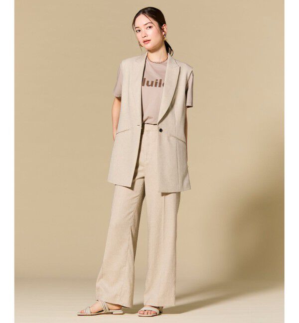 BEIGE,「CAROLE / リネンライク ノースリーブジレジャケット」|ベスト・ジレ|