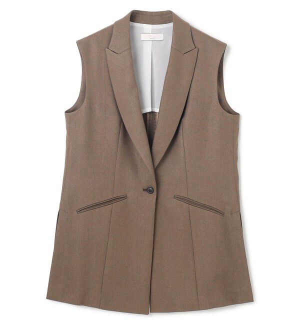 BEIGE,「CAROLE / リネンライク ノースリーブジレジャケット」|ベスト・ジレ|