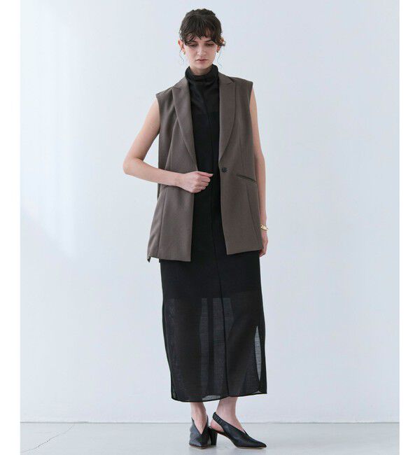 BEIGE,「CAROLE / リネンライク ノースリーブジレジャケット」|ベスト・ジレ|