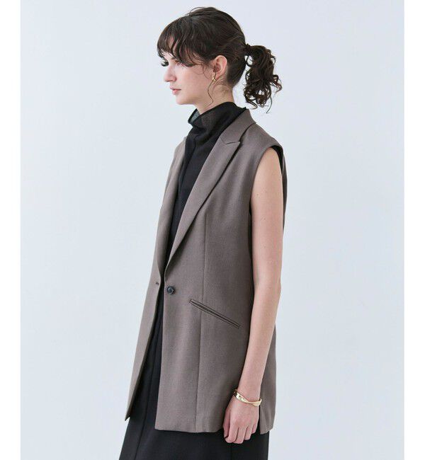 BEIGE,「CAROLE / リネンライク ノースリーブジレジャケット」|ベスト・ジレ|