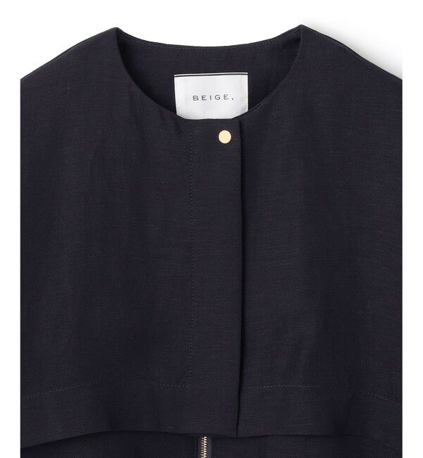 BEIGE,「【洗える】BERNARD / リネンノーカラーラップブルゾン」|ノーカラージャケット|