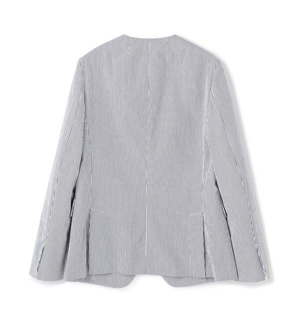 BEIGE,「【洗える・WEB限定】NEMESIA / ソフトサッカーノーカラージャケット」|ノーカラージャケット|