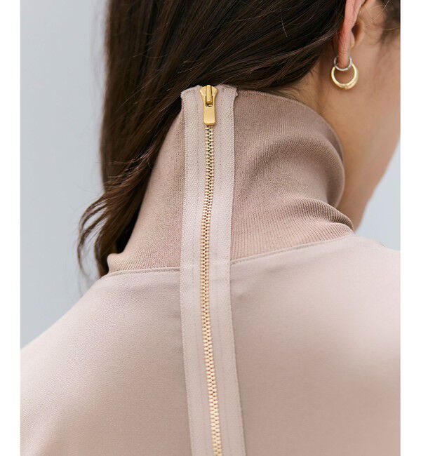 BEIGE,「【洗える】FLEUR / ニットコンビハイネックノースリーブドレス」|ワンピース|