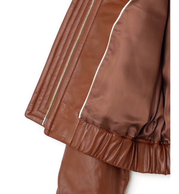 BEIGE,「【andGIRL 秋号掲載】CLYDE / ステッチデザインラムレザーブルゾン」|ノーカラージャケット|