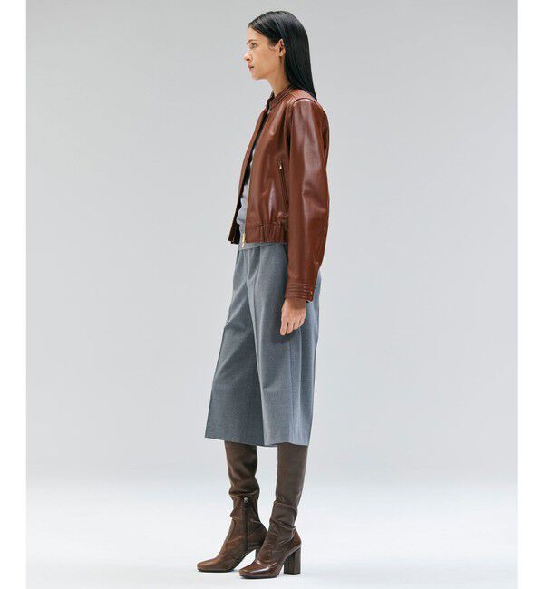 BEIGE,「【andGIRL 秋号掲載】CLYDE / ステッチデザインラムレザーブルゾン」|ノーカラージャケット|