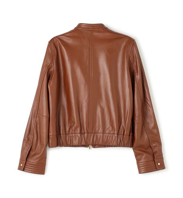 BEIGE,「【andGIRL 秋号掲載】CLYDE / ステッチデザインラムレザーブルゾン」|ノーカラージャケット|