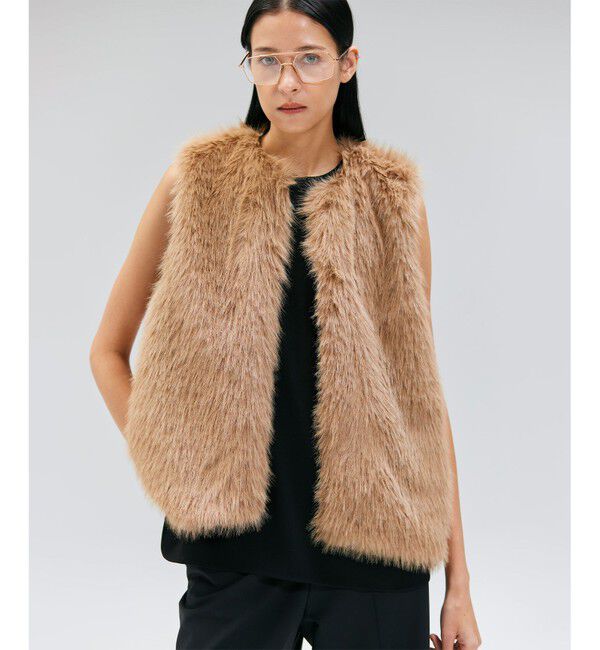 BEIGE,「【Precious 11月号掲載】ELSA / フェイクファージレ」|ベスト・ジレ|Taupe