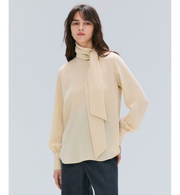 BEIGE,「【Precious掲載・洗える】STOW / パフスリーブボウタイブラウス」|シャツ・ブラウス|Mustard