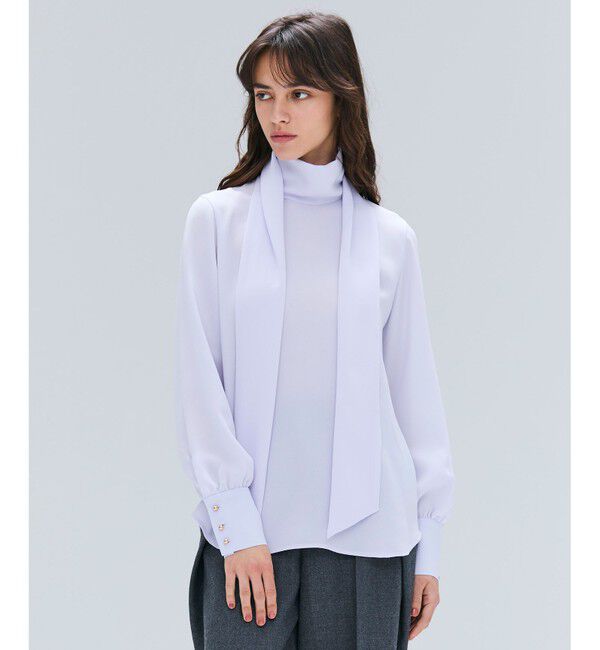 BEIGE,「【Precious掲載・洗える】STOW / パフスリーブボウタイブラウス」|シャツ・ブラウス|Lilac