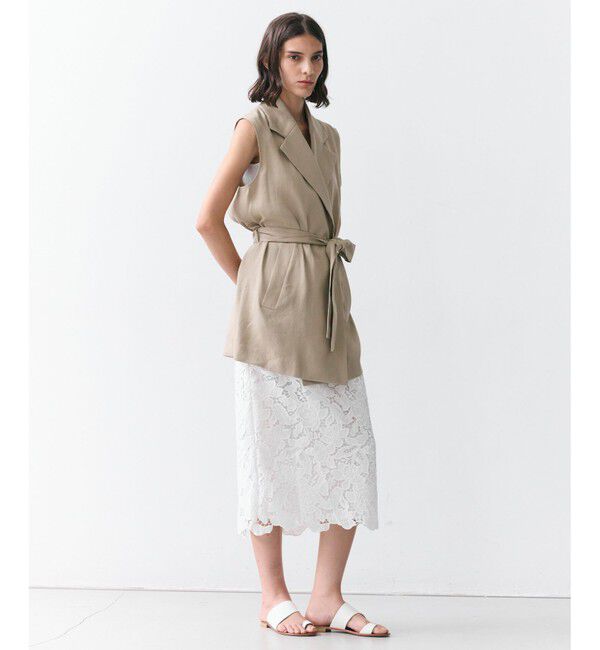 BEIGE,「MICA /  リネンブレンドベルト付きジレ」|ベスト・ジレ|