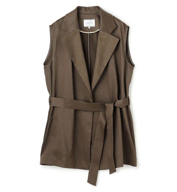 BEIGE,「MICA /  リネンブレンドベルト付きジレ」|ベスト・ジレ|