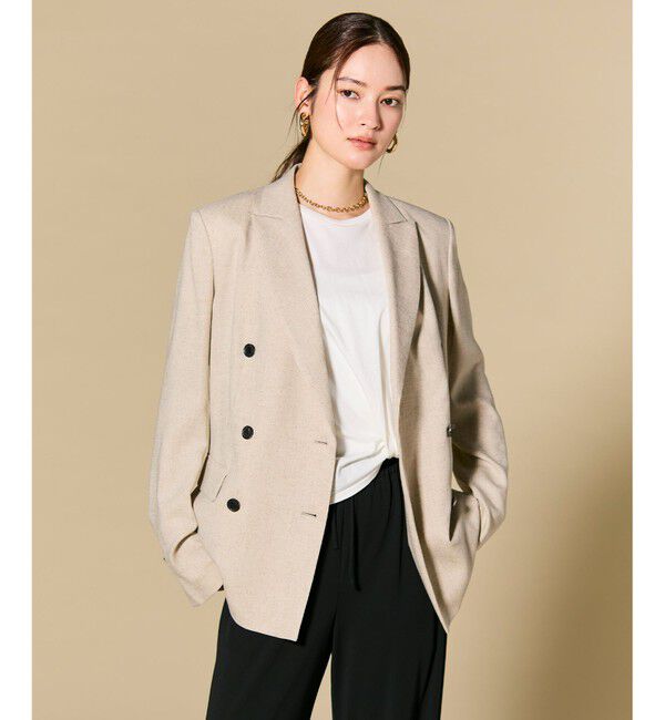 BEIGE,「【L-size】CAROLE / リネンライク ダブルジャケット」|テーラードジャケット|