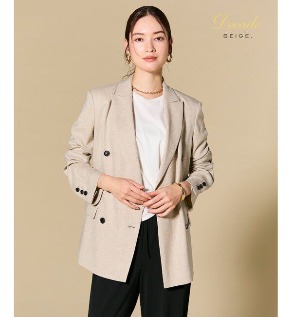 BEIGE,「CAROLE / リネンライク ダブルジャケット」|テーラードジャケット|Sand