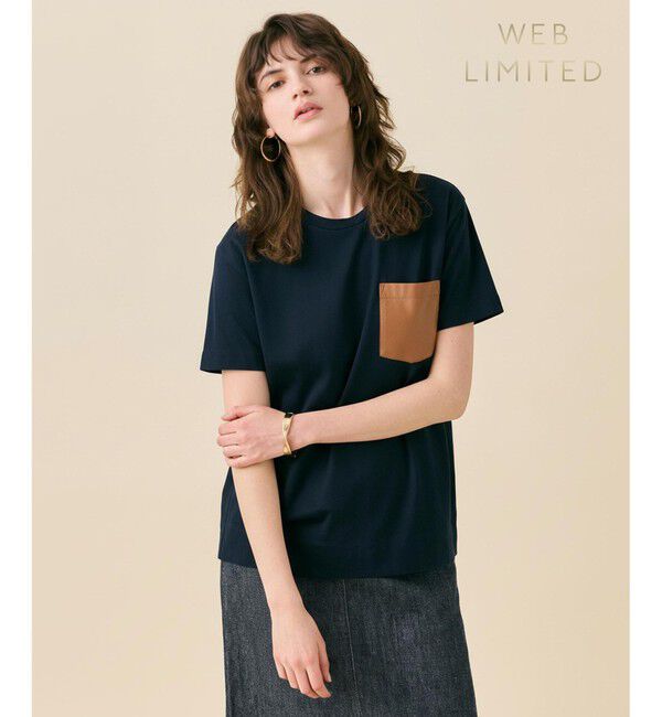 BEIGE,「TORENIA / レザーポケットコットンクルーネックTシャツ」|Tシャツ・カットソー|Navy&times;Camel