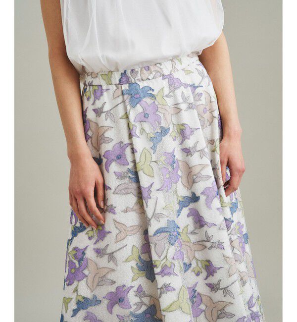 GRACE CONTINENTAL「ラメチュール刺繍フレアスカート」|スカート|