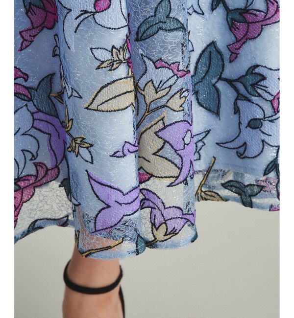 GRACE CONTINENTAL「ラメチュール刺繍フレアスカート」|スカート|