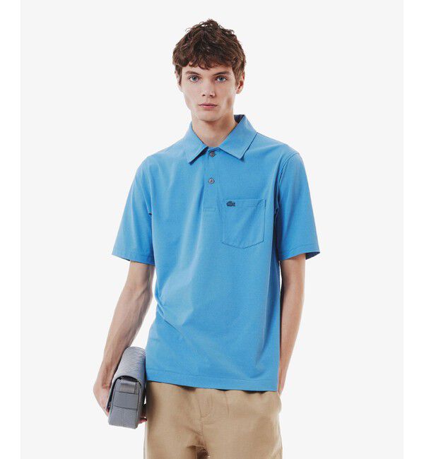 LACOSTE「速乾ストレッチシングルジャージポロシャツ」|ポロシャツ|ブルー