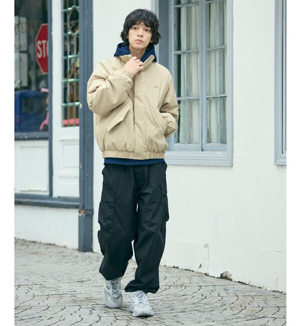 LACOSTE「撥水 防風 パデッド ボリュームテクニカルナイロンブルゾン」|ダウン|