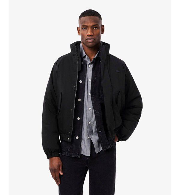 LACOSTE「撥水 防風 パデッド ボリュームテクニカルナイロンブルゾン」|ダウン|ブラック