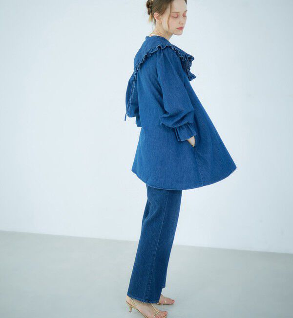 Rie Miller「【RM denim】ビッグカラー2WAYデニムブラウス」|シャツ・ブラウス|