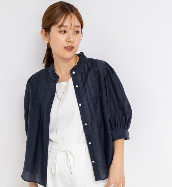 NOLLEY'S「5分袖衿フリルブラウス」|シャツ・ブラウス|