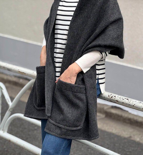 NOLLEY'S「【TWEEDMILL/ツィードミル】 ポケットショール」|ストール|チャコールグレー