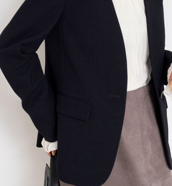 NOLLEY'S「《セットアップ対応》ウォッシャブルサージストレッチVネックジャケット」|ノーカラージャケット|