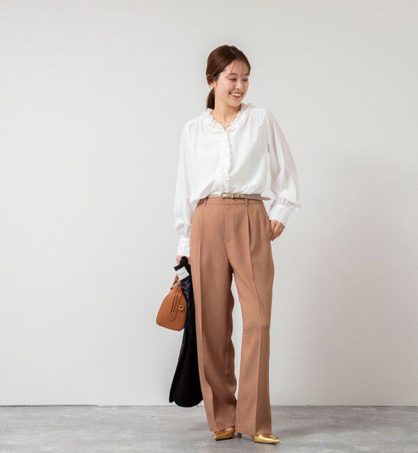 NOLLEY'S「ウォッシャブルフロントフリルVネックブラウス」|シャツ・ブラウス|