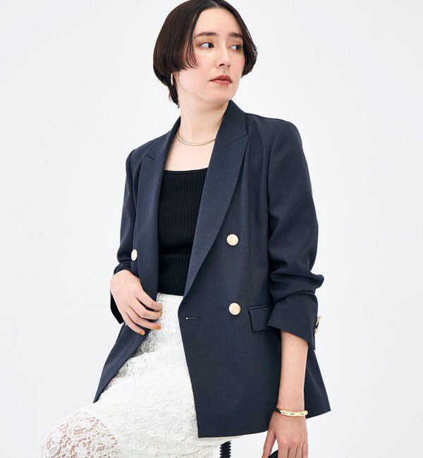 NOLLEY'S sophi「《セットアップ対応》ウォッシャブルスラブオックスダブルジャケット」|テーラードジャケット|
