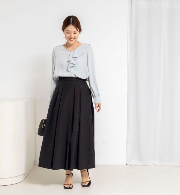 NOLLEY'S sophi「ウォッシャブルサテンアシンメトリーラッフルブラウス」|シャツ・ブラウス|