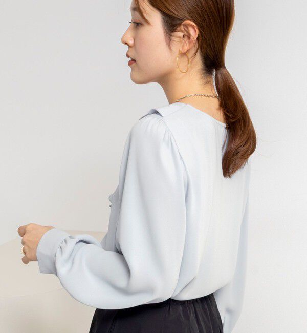 NOLLEY'S sophi「ウォッシャブルサテンアシンメトリーラッフルブラウス」|シャツ・ブラウス|
