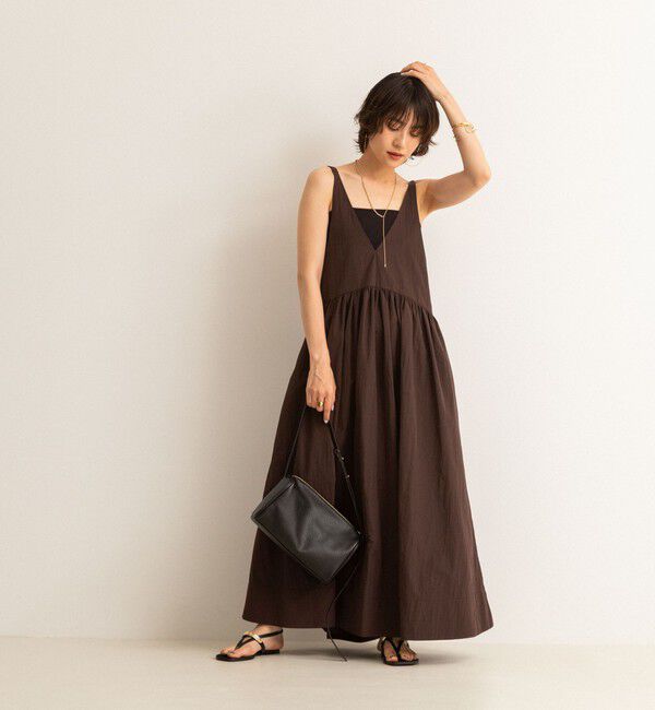 MAQWEL「【追加】【MAQWEL/マクウェル】ウォッシャブルソフトタフタワンピース」|ワンピース|