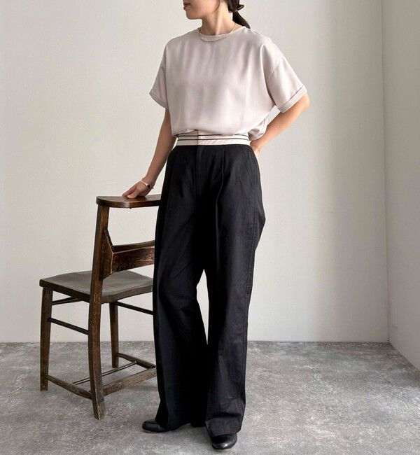 fredy emue「【WEB限定カラーあり】サテン半袖Tシャツブラウス」|シャツ・ブラウス|